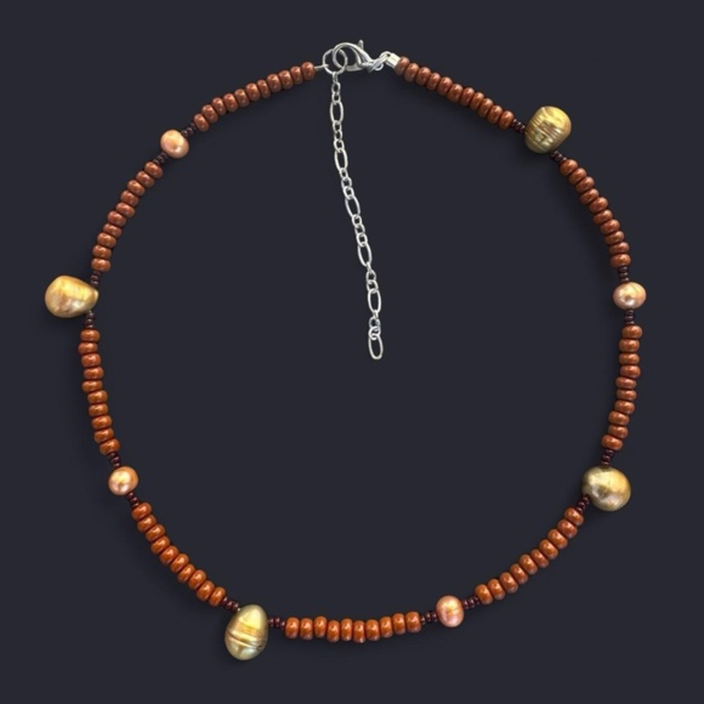 Amber Dust Choker Bead Necklace